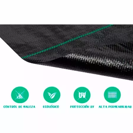 Tradineur - Malla antihierbas, Rollo de Tela Protectora Permeable contra Malas Hierbas, Resistente al Desgaste y desgarro, contr