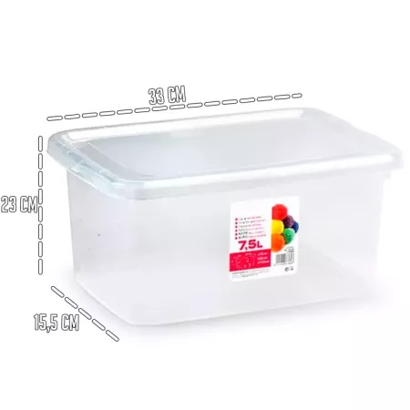 Tradineur - Caja de plástico con tapa - N.º 28 transparente - cajón de almacenaje, ordenación, almacenamiento, objetos - 7,5 lit Tradineur - Caja de plástico con tapa - N.º 28 transparente - cajón de almacenaje, ordenación, almacenamiento, objetos - 7,5 lit