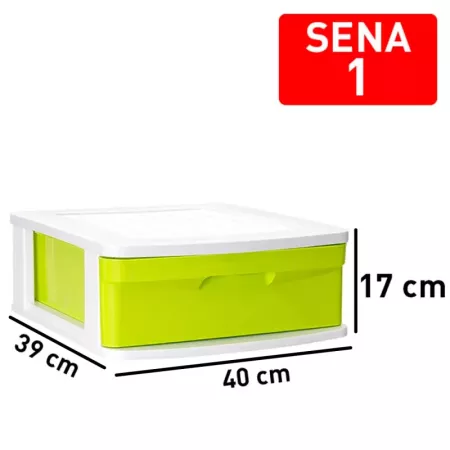 Tradineur - Cajonera de plástico Sena, 1 cajón multicolor, multiusos, ordenación, almacenaje, escuela, hogar, fabricada en Españ