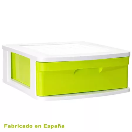 Tradineur - Cajonera de plástico Sena, 1 cajón multicolor, multiusos, ordenación, almacenaje, escuela, hogar, fabricada en Españ