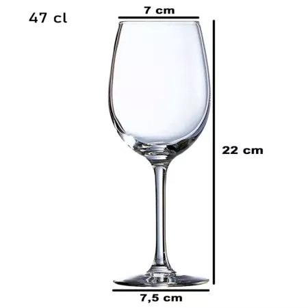 Tradineur - Set de 6 copas de vino de cristal, diseño sofisticado y elegante, aptas para lavavajillas, restaurante, hogar (47 cl