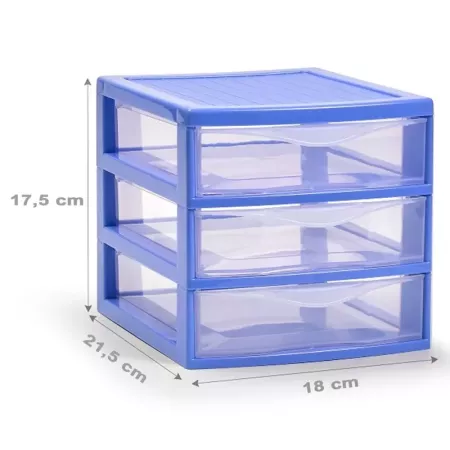 Tradineur - Cajonera guadiana de sobremesa, incluye 3 cajones transparentes, torre de almacenaje, armario, baño, oficina, fabric