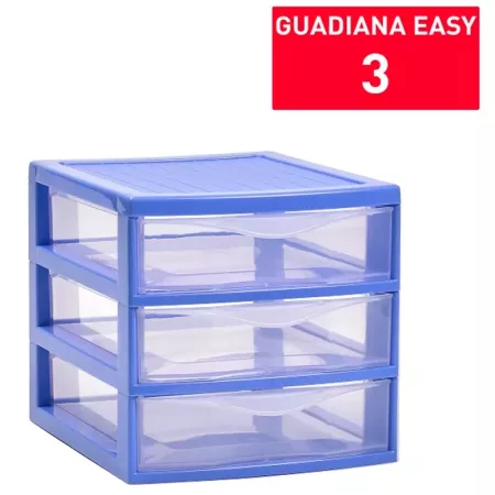 Tradineur - Cajonera guadiana de sobremesa, incluye 3 cajones transparentes, torre de almacenaje, armario, baño, oficina, fabric