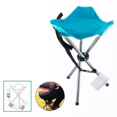 Taburete Camping Plegable Acero 90 kg con Correa Ajustable Taburete Camping Plegable Acero 90 kg con Correa Ajustable