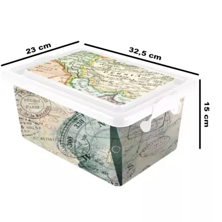 Tradineur - Caja de plástico con tapa y cierres laterales de clip, cajón de almacenaje multiusos, ordenación, objetos, hogar, fa