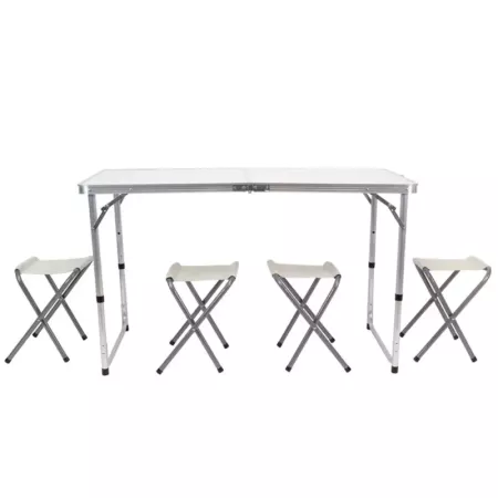 Mesa Plegable Aluminio con Taburetes Portátil 120x60x70 cm Mesa Plegable Aluminio con Taburetes Portátil 120x60x70 cm
