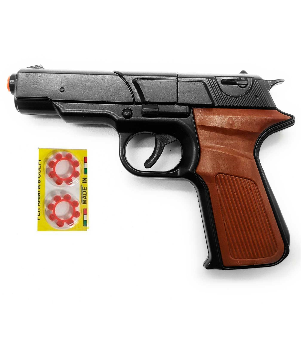Tradineur - Pistola de policía de juguete con 32 fulminantes, revólver  recargable, disparos sonoros, 4 discos de 8 fulminantes