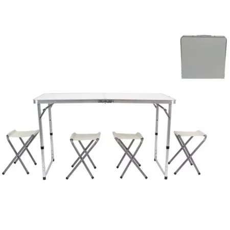 Mesa Plegable Aluminio con Taburetes Portátil 120x60x70 cm Mesa Plegable Aluminio con Taburetes Portátil 120x60x70 cm
