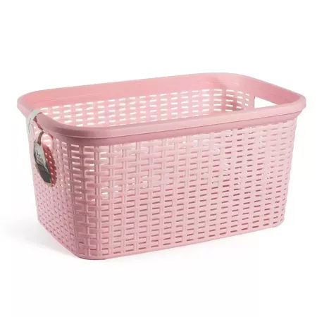 Tradineur - Cesta de plástico "Rattan" con asas, recipiente para la colada, diseño imitación de mimbre, lavandería, hogar, fabri Tradineur - Cesta de plástico "Rattan" con asas, recipiente para la colada, diseño imitación de mimbre, lavandería, hogar, fabri