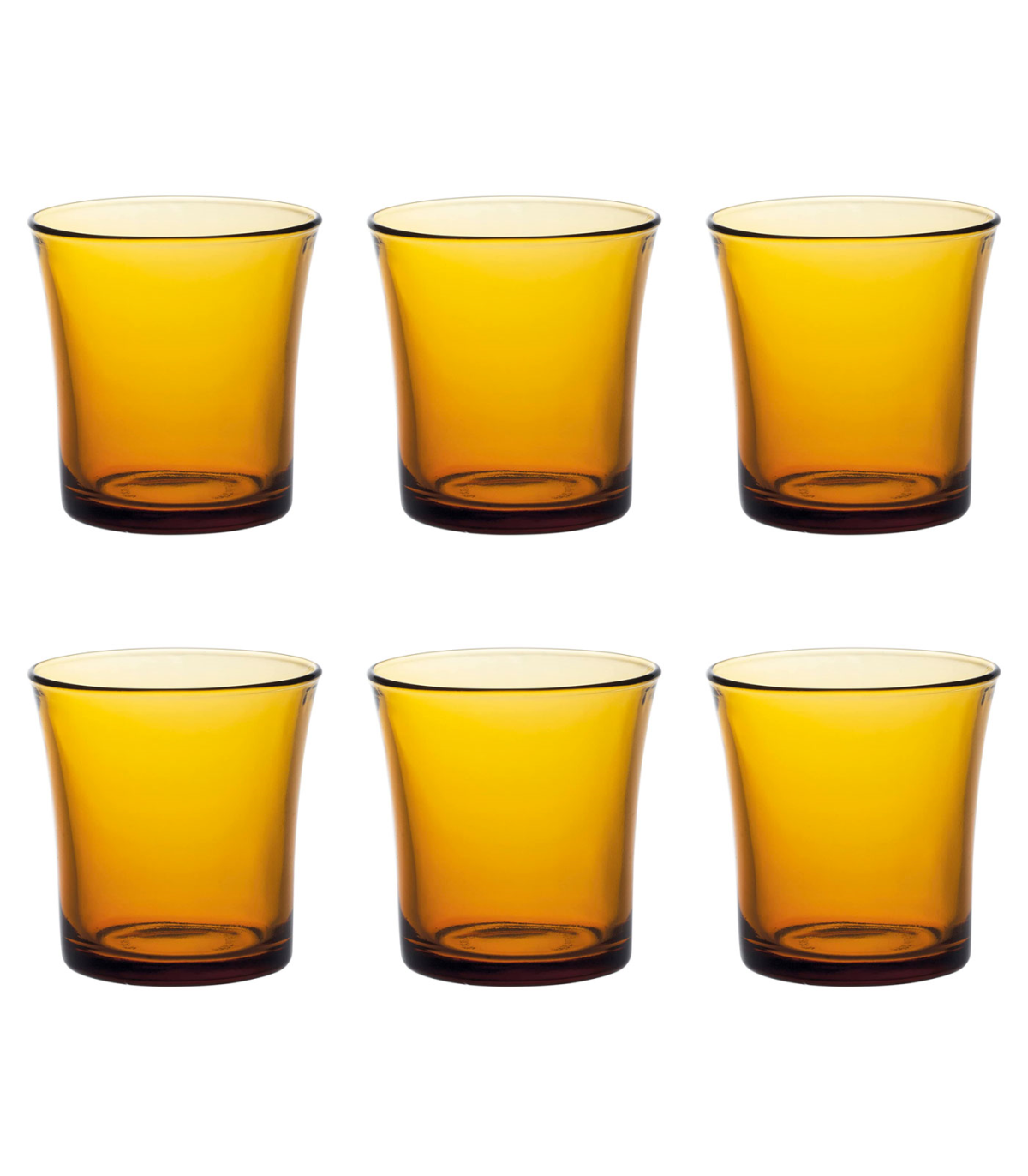 Set de 6 vasos de cristal templado 21 cl, color ámbar, modelo Lys, vasos  para agua, bebidas, 7,8 x 8 cm, resistentes a los golpe