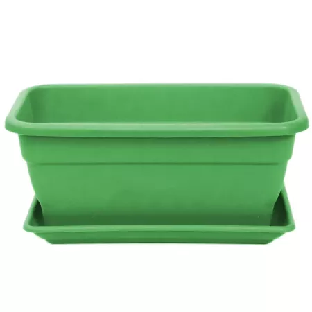 Tradineur - Jardinera con plato de plástico, incluye agujeros de drenaje, tiesto, macetero de polipropileno, plantas, flores, ba