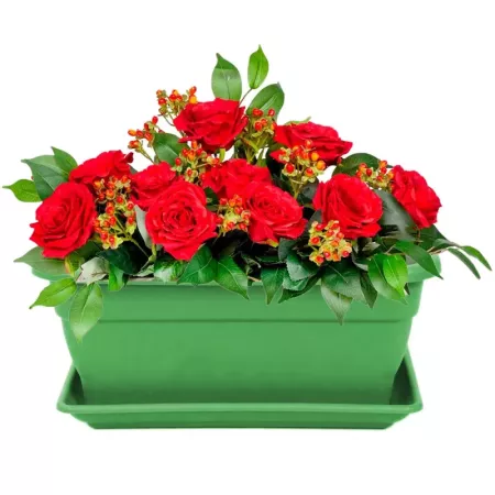 Jardinera Verde 40 cm 16L con Plato y Drenaje Ideal Hogar