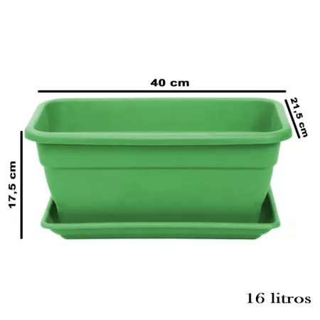 Jardinera Verde 40 cm 16L con Plato y Drenaje Ideal Hogar