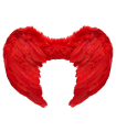 Tradineur - Alas de demonio con plumas y tirantes elásticos, complemento para disfraz de halloween, carnaval, cosplay, fiestas, navidad, Color Rojo (42 x 33 cm)