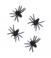 Tradineur - Pack de 4 arañas para Halloween, plástico, decoración de interior, fiestas, celebraciones (Negro - 6 cm)