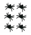 Tradineur - Pack de 6 arañas con glitter para Halloween, plástico, decoración de interior, fiestas, celebraciones (Negro - 7 cm)