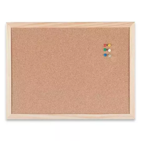 Tradineur - Tablero de corcho natural - Incluye chincheta y accesorios de fijación - Marco de madera resistente - 40 x 30 cm