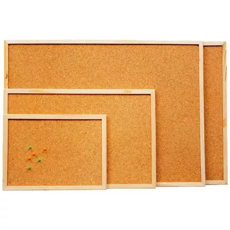 Tradineur - Tablero de corcho natural - Incluye chincheta y accesorios de fijación - Marco de madera resistente - 40 x 30 cm