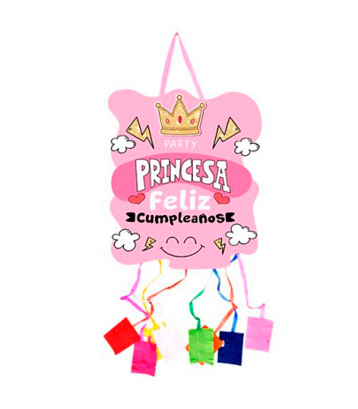 Tradineur - Piñata de princesa, feliz cumpleaños, cartón, para rellenar con  golosinas, chuches, niñas, decoración infantil, fies