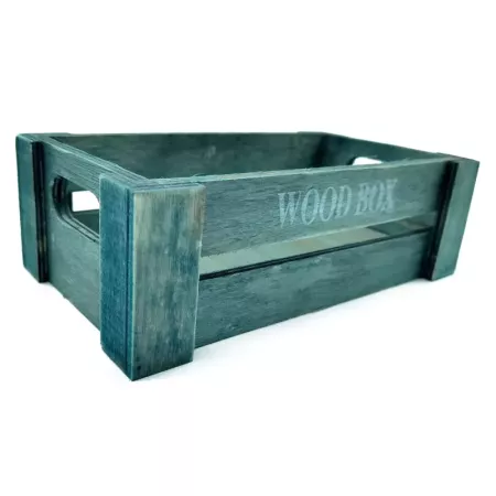 Tradineur - Caja de madera con asas "Wood Box" - Almacenamiento y organización - Caja Multiusos, Decoración, Herramientas, cocin