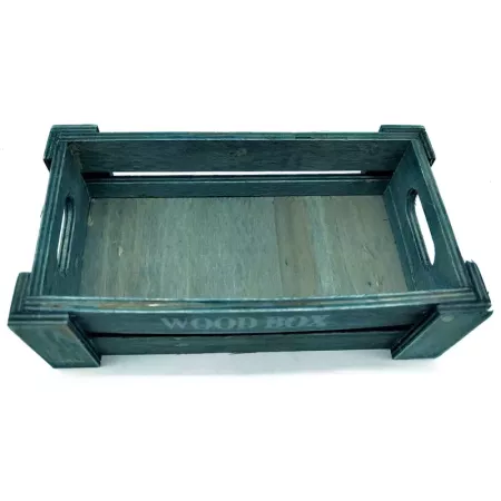 Tradineur - Caja de madera con asas "Wood Box" - Almacenamiento y organización - Caja Multiusos, Decoración, Herramientas, cocin