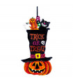 Tradineur - Colgante de calabaza Trick or Treat, cartón, decoración de interior, pared, carnaval, Halloween, fiestas, 40 x 22 cm