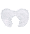 Tradineur - Alas de ángel con plumas y tirantes elásticos, complemento para disfraz de Halloween, carnaval, cosplay, fiestas, navidad (Blanco, 45 x 35 cm)