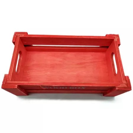 Tradineur - Caja de madera con asas "Wood Box" - Almacenamiento y organización - Caja Multiusos, Decoración, Herramientas, cocin