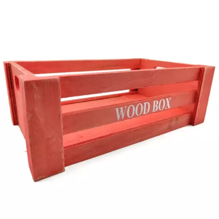 Tradineur - Caja de madera con asas "Wood Box" - Almacenamiento y organización - Caja Multiusos, Decoración, Herramientas, cocin