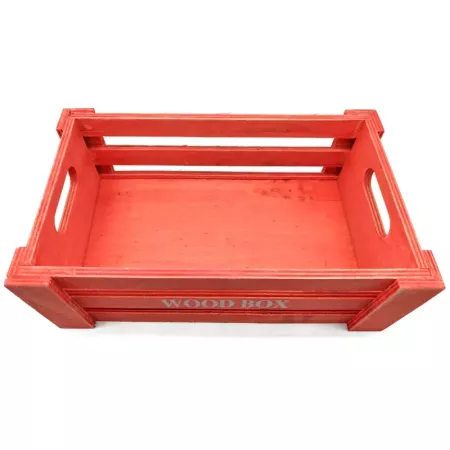 Tradineur - Caja de madera con asas "Wood Box" - Almacenamiento y organización - Caja Multiusos, Decoración, Herramientas, cocin