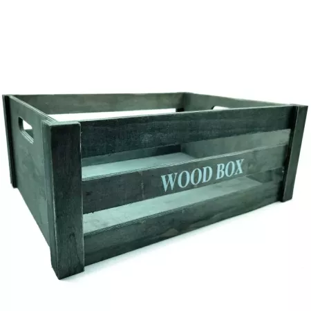 Caja de Madera Wood Box 34x24x13 cm Gris Multiusos