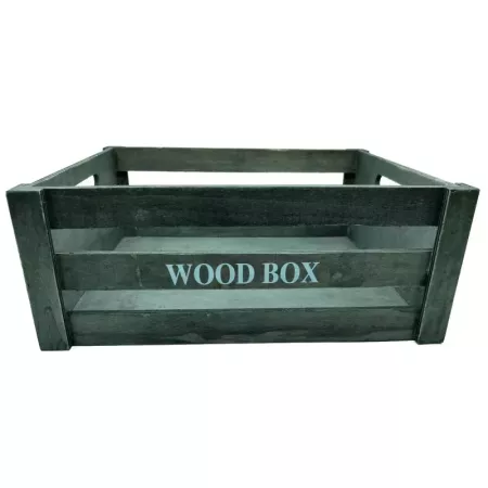 Caja de Madera Wood Box 34x24x13 cm Gris Multiusos