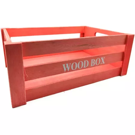 Tradineur - Caja de madera con asas "Wood Box" - Almacenamiento y organización - Caja Multiusos, Decoración, Herramientas, cocin
