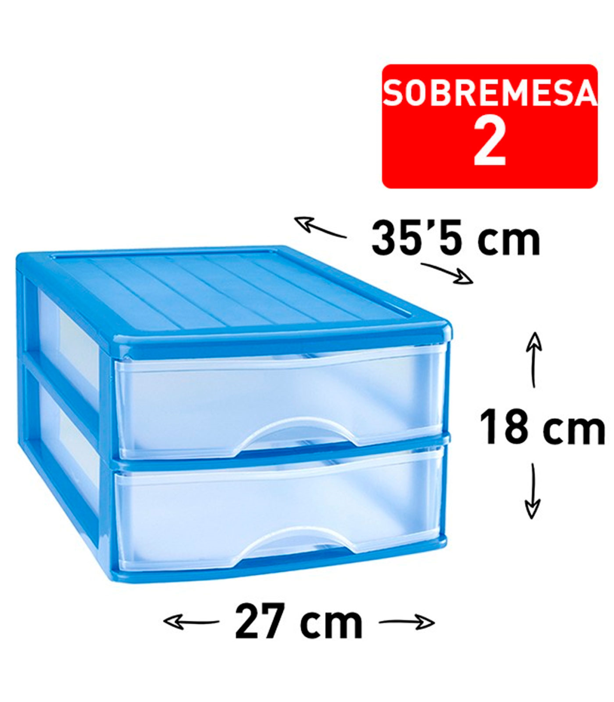Tradineur - Cajonera sobremesa plástico con 3 cajones transparentes, torre  de almacenaje multiusos, ordenación, hogar, 26 x 27 x