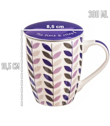 Tazas de Infusion de Ceramica con Tapa Filtro de Malla Inoxidable para  Infusiones - 0,35 cl - Tazas Originales