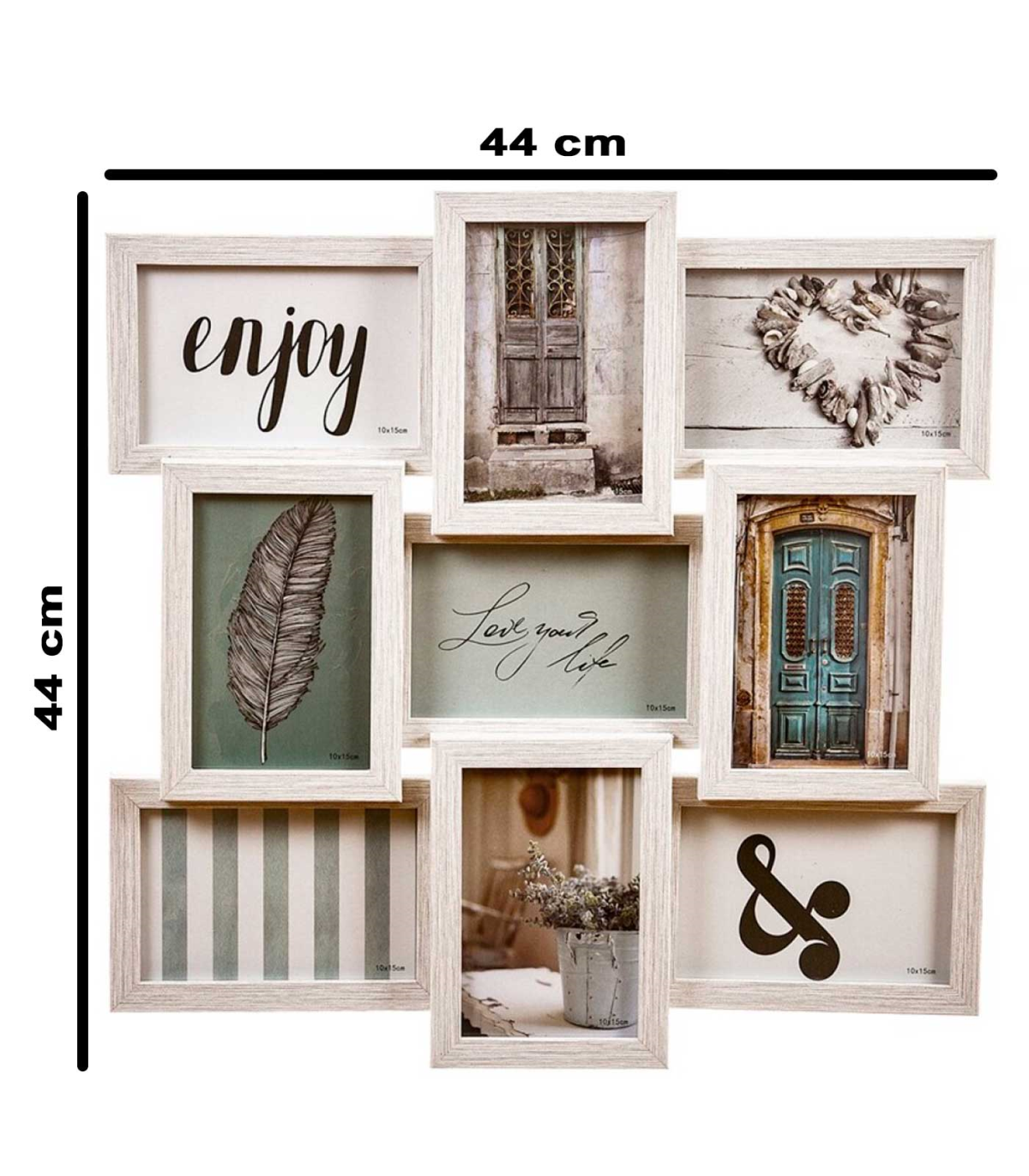 Multimarco de madera para 9 fotos, portafotos, marco múltiple de pared para  fotografías de 14 x 9 cm, decoración del