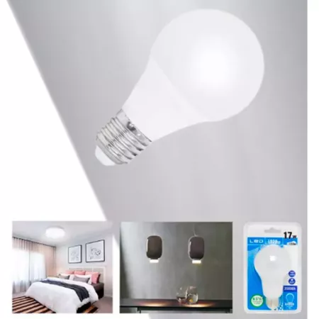 Tradineur - Bombilla LED estándar, globo, A70, E27, 17W equivalente a 153W, 1530 lúmenes, 6400K, luz blanca fría, eficiencia ene Tradineur - Bombilla LED estándar, globo, A70, E27, 17W equivalente a 153W, 1530 lúmenes, 6400K, luz blanca fría, eficiencia ene