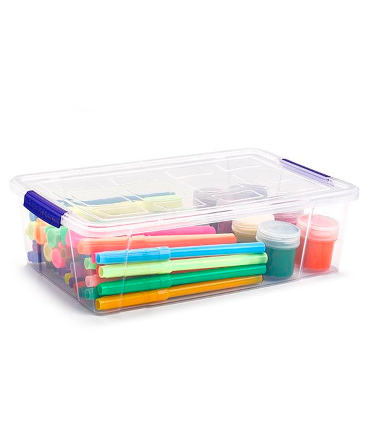 mDesign Cajas apilables de plástico para juguetes, con tapa, 8 unidades,  transparentes