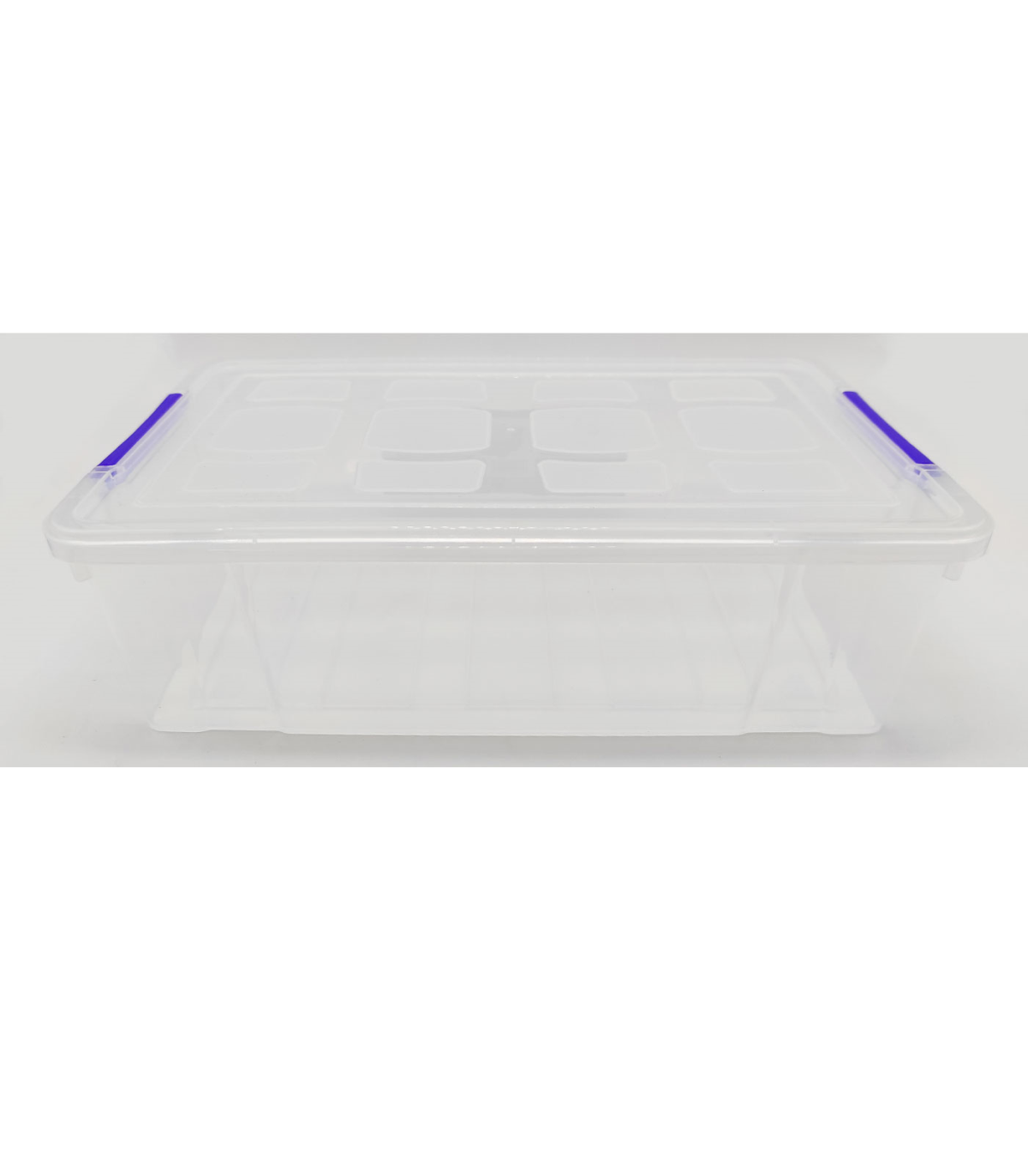 Tradineur - Caja de almacenaje de plástico transparente 2 litros, minicaja  de ordenación apilable con tapa 7,5 x 25,5 x 16,8 cm