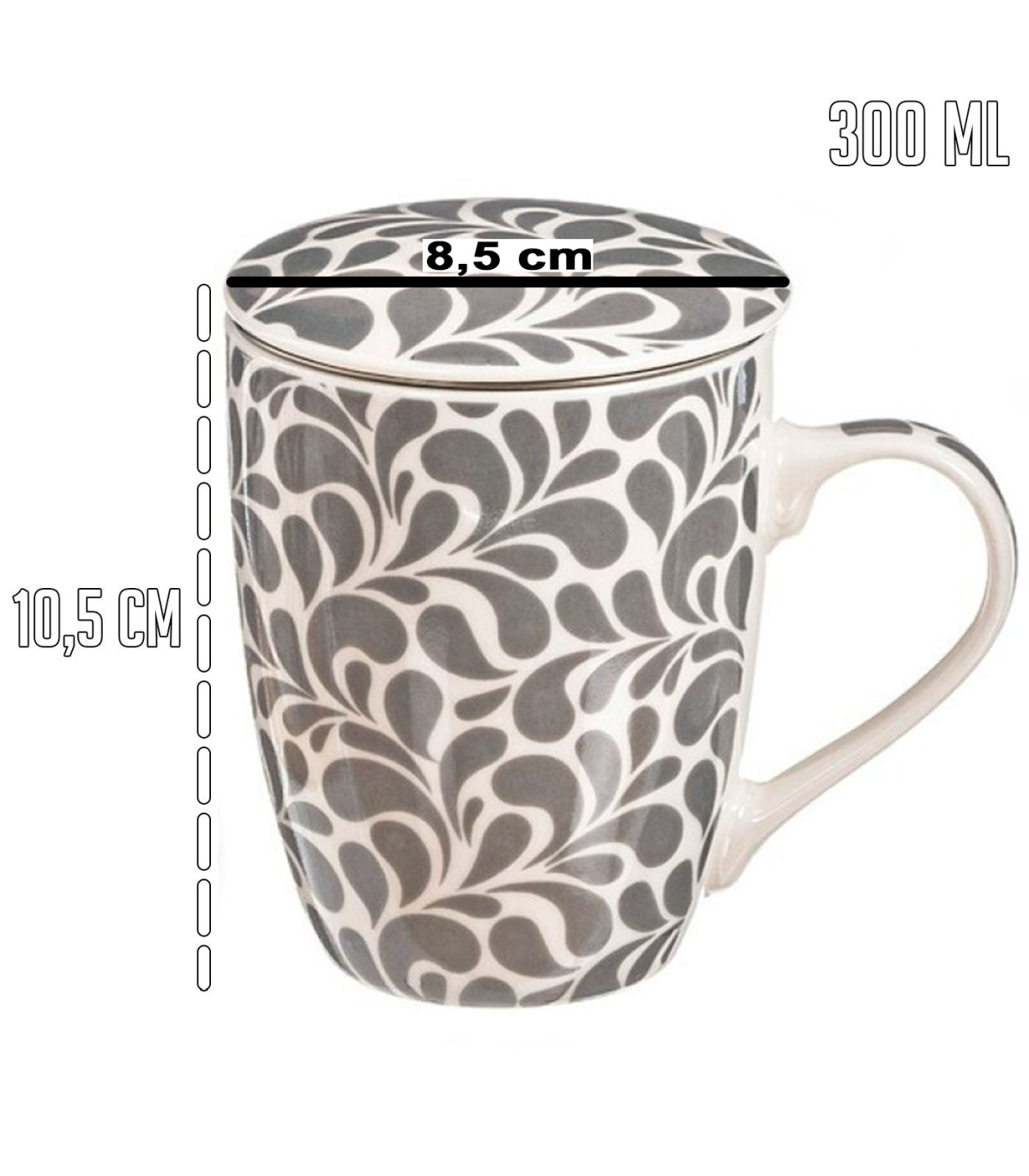 Tradineur - Taza para té, infusiones, incluye filtro y tapa, cerámica y  acero inoxidable, mantiene caliente la infusión, regalo
