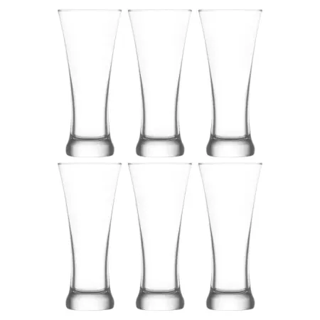 Tradineur - Set de 6 vasos de cristal para cerveza, modelo Sorgun, base gruesa, servir refrescos, licores, agua, aptos para lava