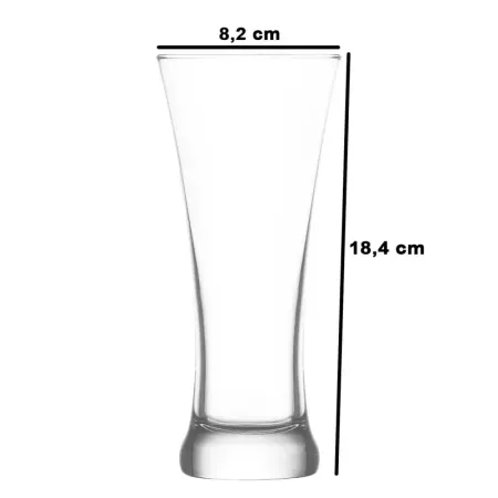Tradineur - Set de 6 vasos de cristal para cerveza, modelo Sorgun, base gruesa, servir refrescos, licores, agua, aptos para lava