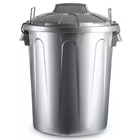 Tradineur - Cubo de basura de plástico, 21 litros, incluye asas metálicas y tapa, contenedor de residuos, papelera, reciclaje, i