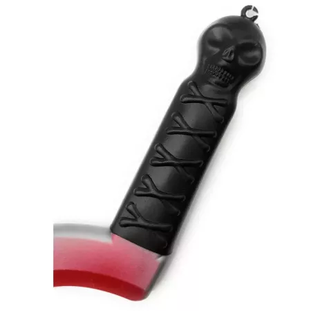 Tradineur - Hoz de plástico, mango decorado con calavera y tibias, complemento para disfraces de asesino, criminal, carnaval, Ha