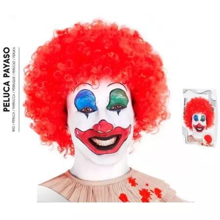 Tradineur - Peluca roja de payaso, fibra sintética, unisex, complemento para disfraz de carnaval, Halloween, cosplay, fiestas de