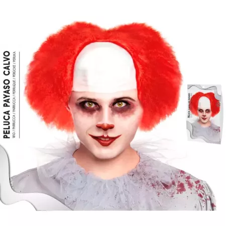 Tradineur - Peluca de payaso calvo, fibra sintética, unisex, complemento para disfraz de carnaval, Halloween, cosplay, fiestas d