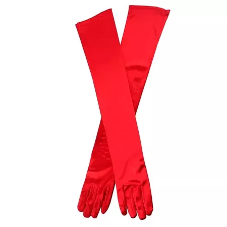 Tradineur - Guantes largos con brillo, 100% poliéster, imitación de satén, complemento para disfraces, carnaval, Halloween, cosp