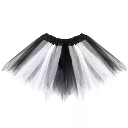 Tradineur - Tutú infantil bicolor, 100% poliéster, complemento para disfraces de carnaval, Halloween, cosplay, niñas (Blanco y n