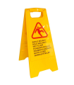 Señal de suelo mojado en varios idiomas, castellano, inglés, dos caras, alta visibilidad, cartel plegable señalización, advertencia (Amarillo, 59 x 29 x 42 cm)