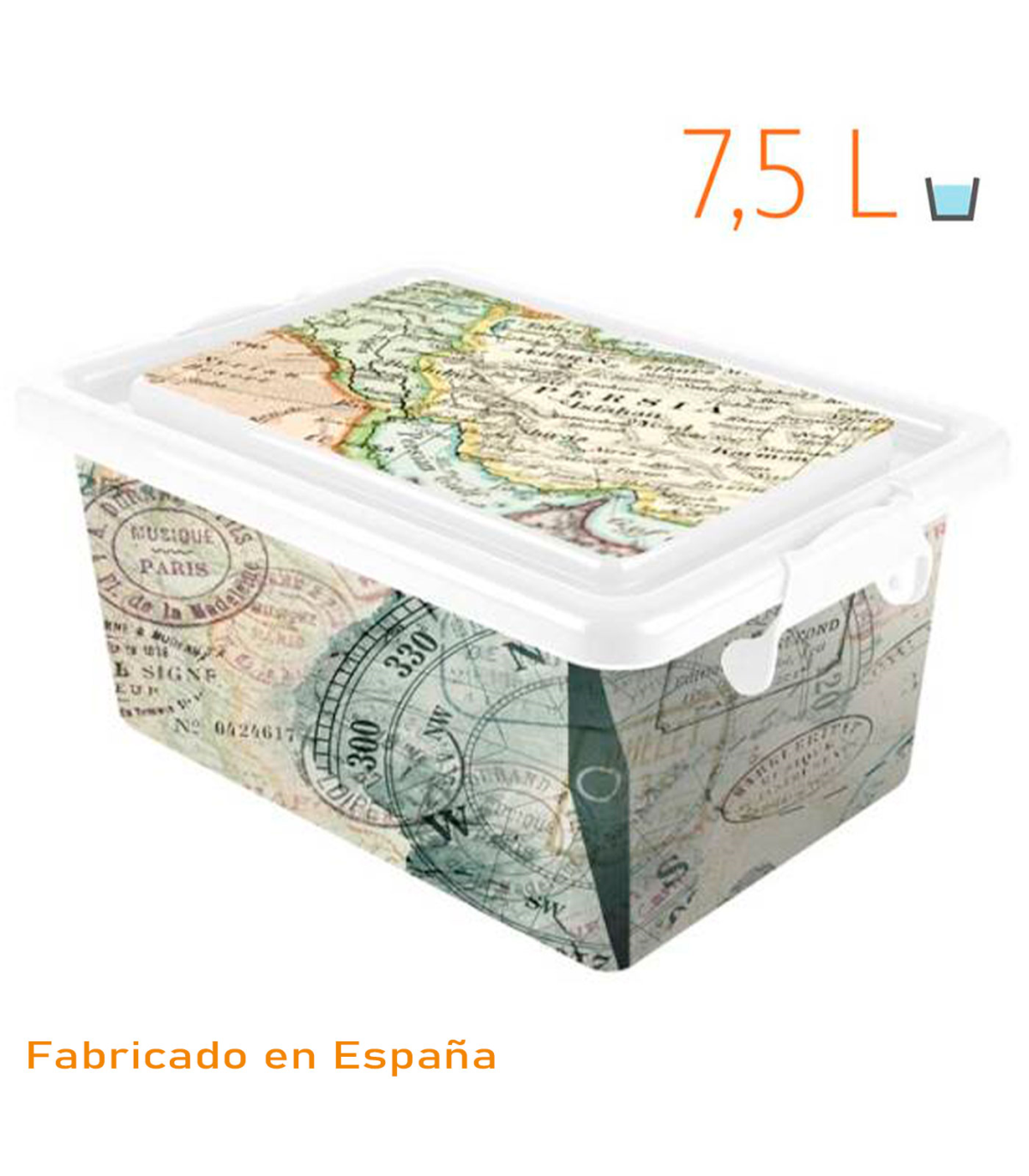 Tradineur - Caja de plástico con tapa y cierres laterales de clip, cajón de  almacenaje multiusos, ordenación, objetos, hogar, fa, caja con tapa